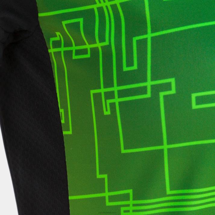 Joma 82P4R2114 أسود أخضر نيون قميص قصير الأكمام النخبة الثامن نحيف