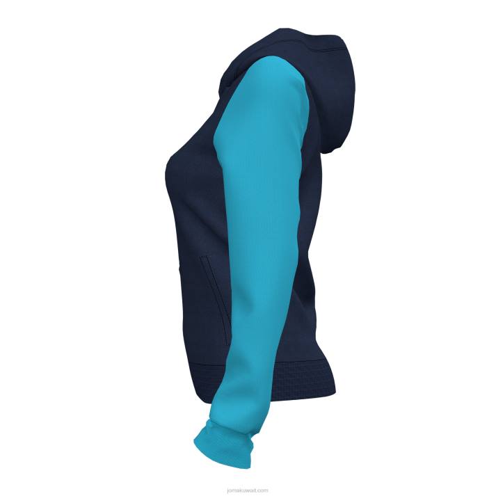 Joma 82P4R2118 الأزرق الداكن الفيروز الفلوريسنت أكاديمية جاكيت مقنع رابعًا نحيف