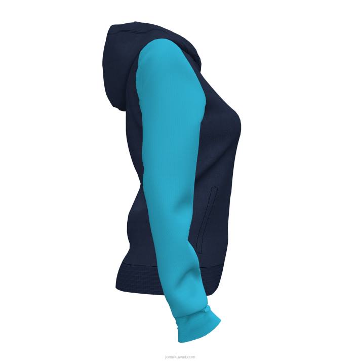 Joma 82P4R2118 الأزرق الداكن الفيروز الفلوريسنت أكاديمية جاكيت مقنع رابعًا نحيف