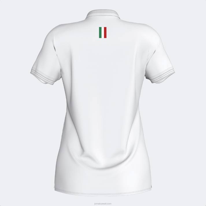 Joma 82P4R2130 أبيض قميص بولو قصير الاكمام لاتحاد التنس والباديل الايطالى نحيف