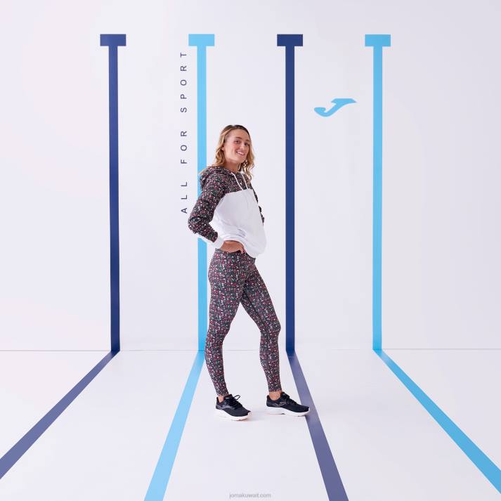 Joma 82P4R2142 أسود وردي كاكي لباس ضيق طويل دافني نحيف