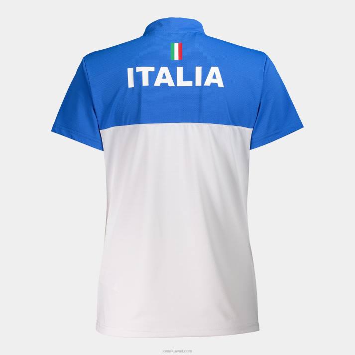 Joma 82P4R2145 أزرق ملكي أبيض قميص بولو قصير الاكمام لاتحاد التنس والباديل الايطالى نحيف