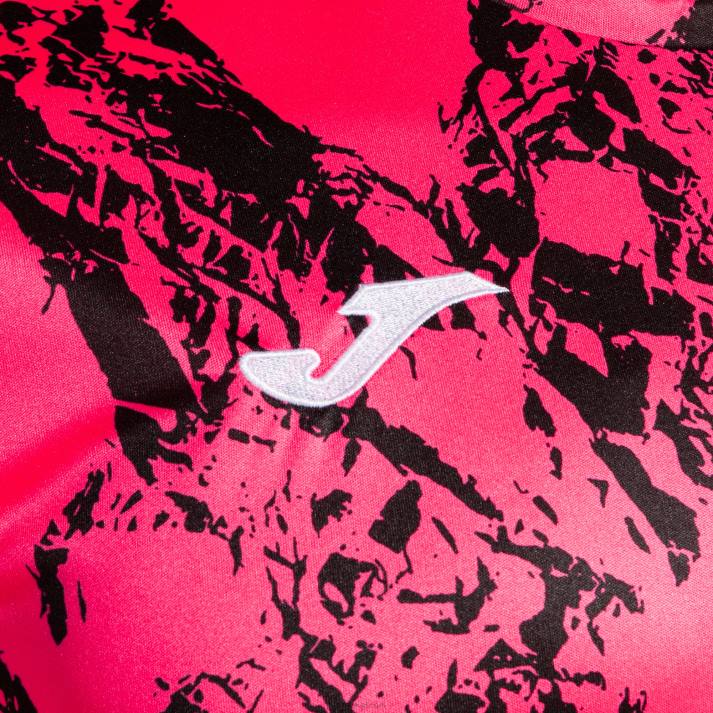 Joma 82P4R219 نيون وردي أسود قميص قصير الأكمام أسد رجال