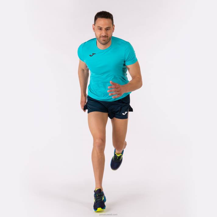 Joma 82P4R21 الفيروز الفلوري قميص قصير الأكمام سجل الثاني رجال