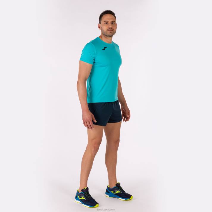 Joma 82P4R21 الفيروز الفلوري قميص قصير الأكمام سجل الثاني رجال