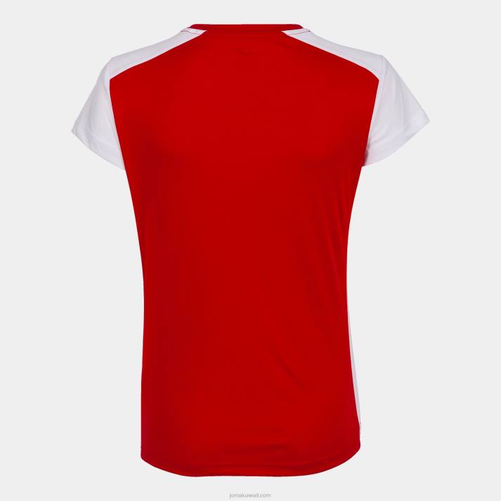 Joma 82P4R2224 احمر ابيض قميص قصير الأكمام سجل الثاني نحيف