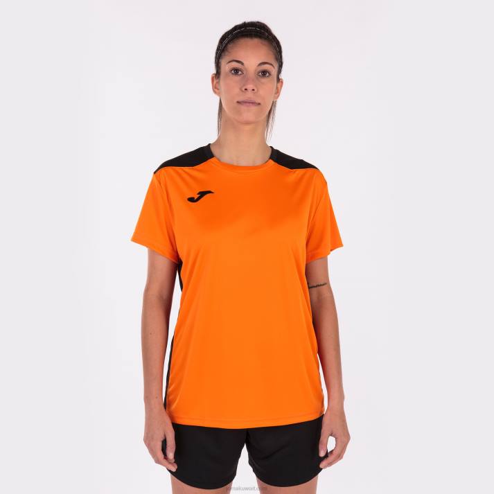 Joma 82P4R2235 برتقالي أسود بطولة قميص قصير الأكمام سادسا نحيف