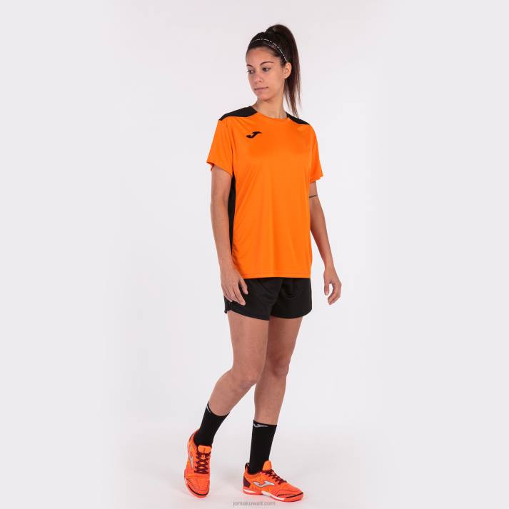 Joma 82P4R2235 برتقالي أسود بطولة قميص قصير الأكمام سادسا نحيف