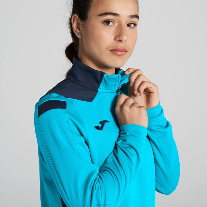 Joma 82P4R2236 الفلورسنت الفيروز الأزرق الداكن بطولة قميص من النوع الثقيل vi نحيف