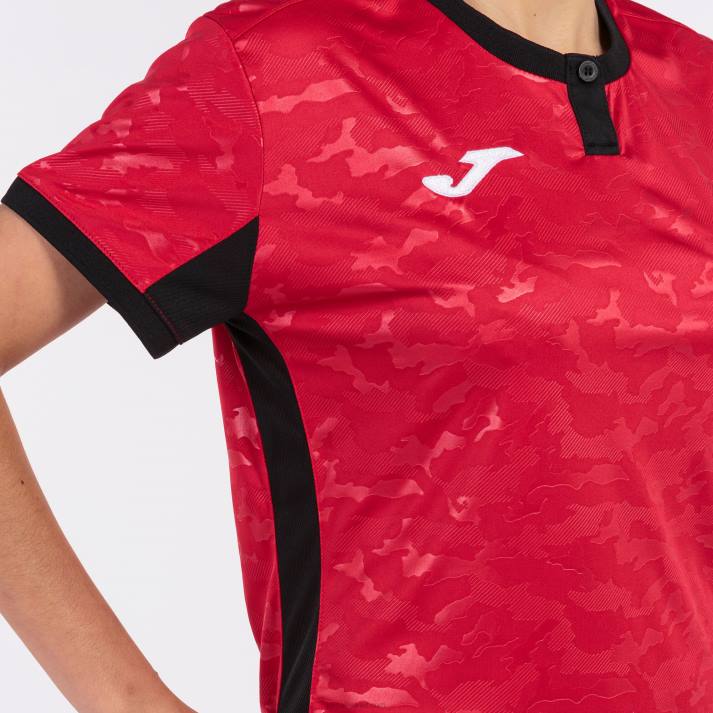 Joma 82P4R2257 أحمر أسود قميص قصير الأكمام toletum الثاني نحيف