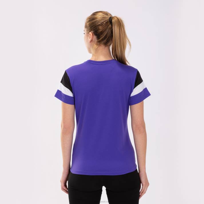 Joma 82P4R2261 أرجواني أسود أبيض قميص بأكمام قصيرة طاقم رابعا نحيف