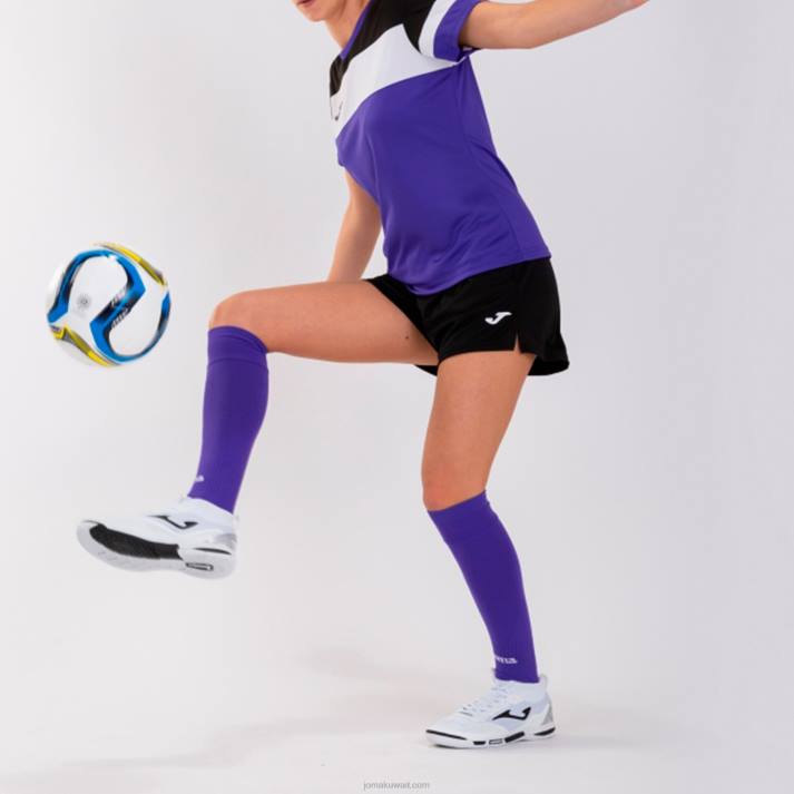 Joma 82P4R2261 أرجواني أسود أبيض قميص بأكمام قصيرة طاقم رابعا نحيف