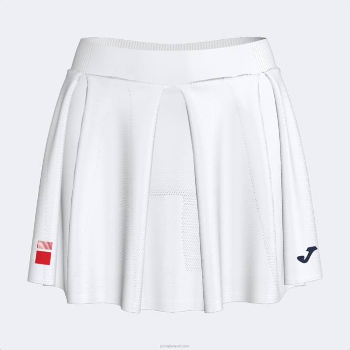 Joma 82P4R2284 أبيض تنورة الاتحاد الايطالي للتنس نحيف
