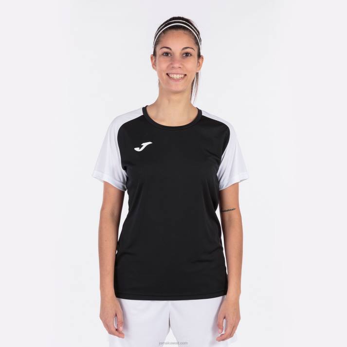 Joma 82P4R2329 أسود أبيض قميص بأكمام قصيرة أكاديمية رابعا نحيف