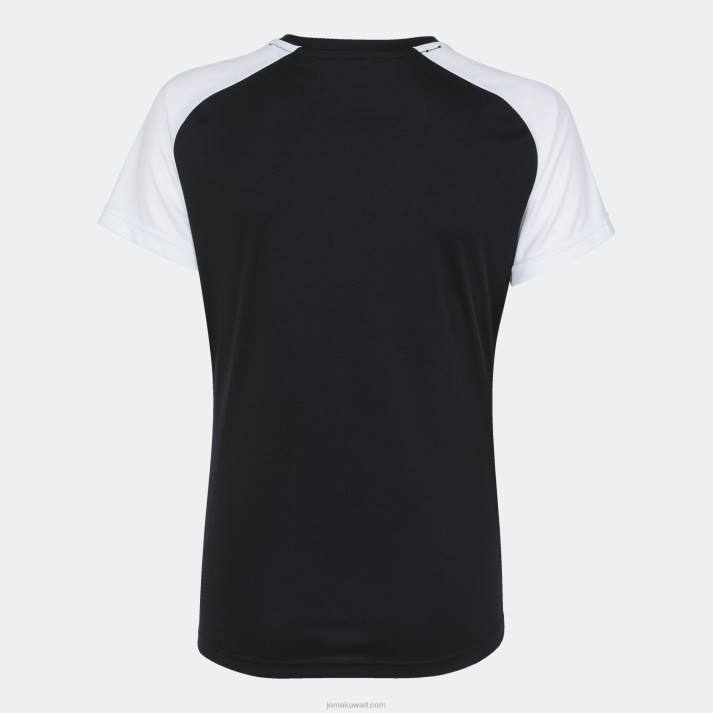 Joma 82P4R2329 أسود أبيض قميص بأكمام قصيرة أكاديمية رابعا نحيف