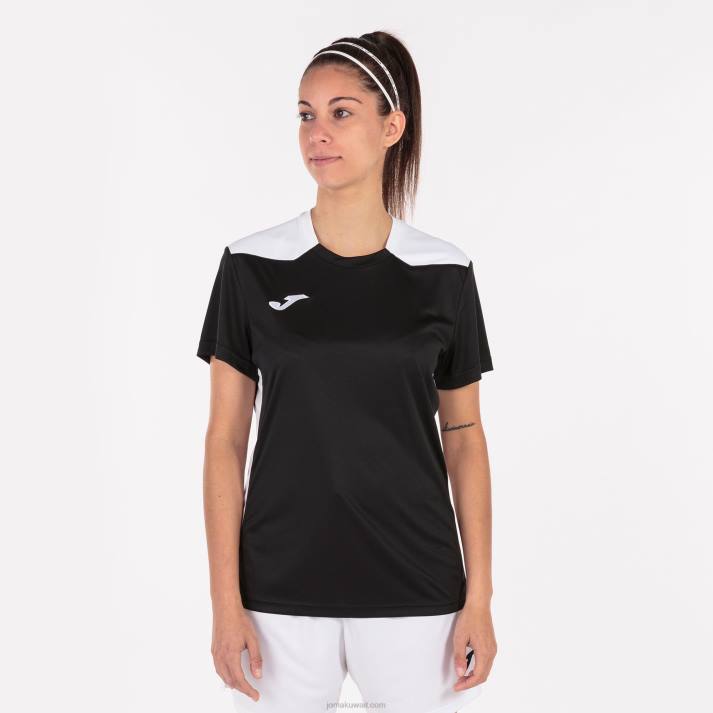 Joma 82P4R2339 أسود أبيض بطولة قميص قصير الأكمام سادسا نحيف