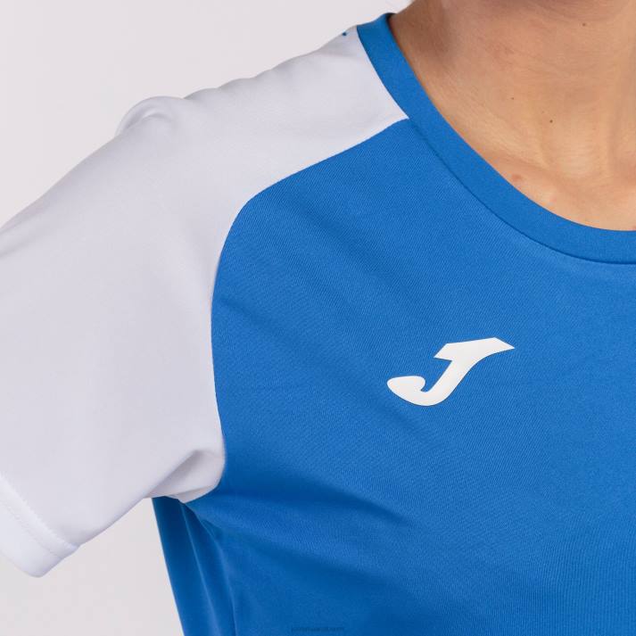 Joma 82P4R2363 أزرق ملكي أبيض قميص بأكمام قصيرة أكاديمية رابعا نحيف