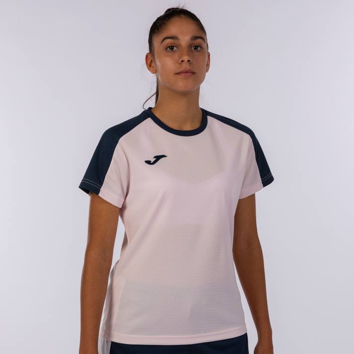 Joma 82P4R2374 الوردي الأزرق الداكن قميص البطولة البيئية قصيرة الأكمام نحيف