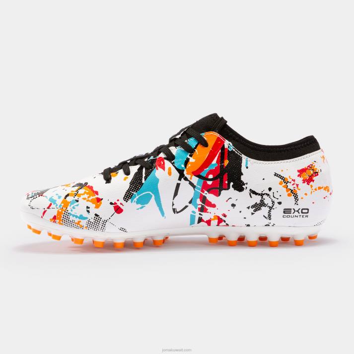Joma 82P4R2419 أبيض أسود برتقالي حذاء كرة القدم تطور 23 عشب صناعي