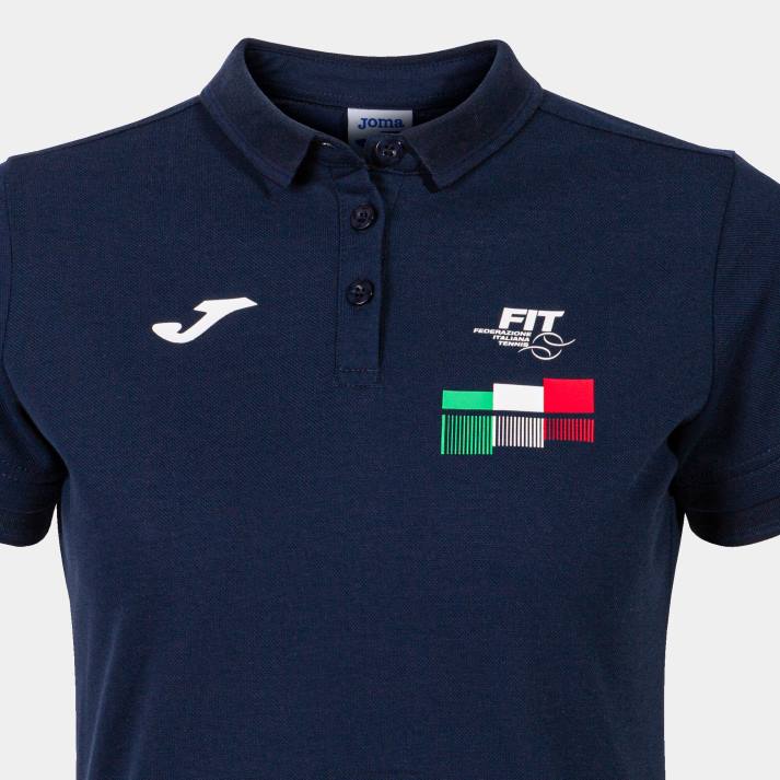 Joma 82P4R2432 الأزرق الداكن قميص بولو قصير الاكمام الاتحاد الايطالي للتنس نحيف