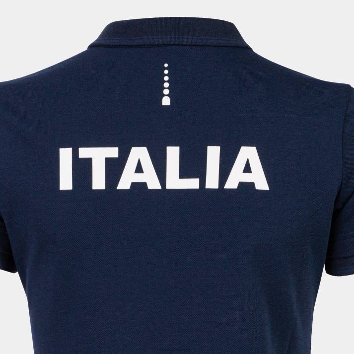 Joma 82P4R2432 الأزرق الداكن قميص بولو قصير الاكمام الاتحاد الايطالي للتنس نحيف