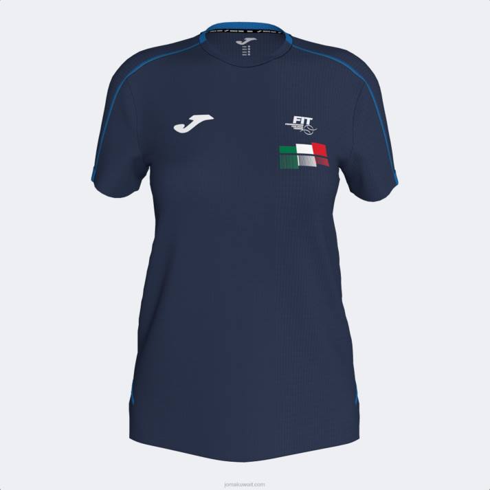 Joma 82P4R2433 الأزرق الداكن قميص الاتحاد الايطالى للتنس كم قصير نحيف