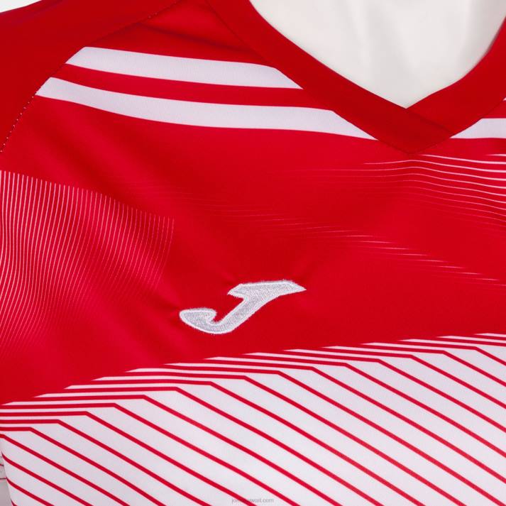 Joma 82P4R2450 أبيض أحمر قميص بأكمام قصيرة سوبر نوفا الثاني نحيف