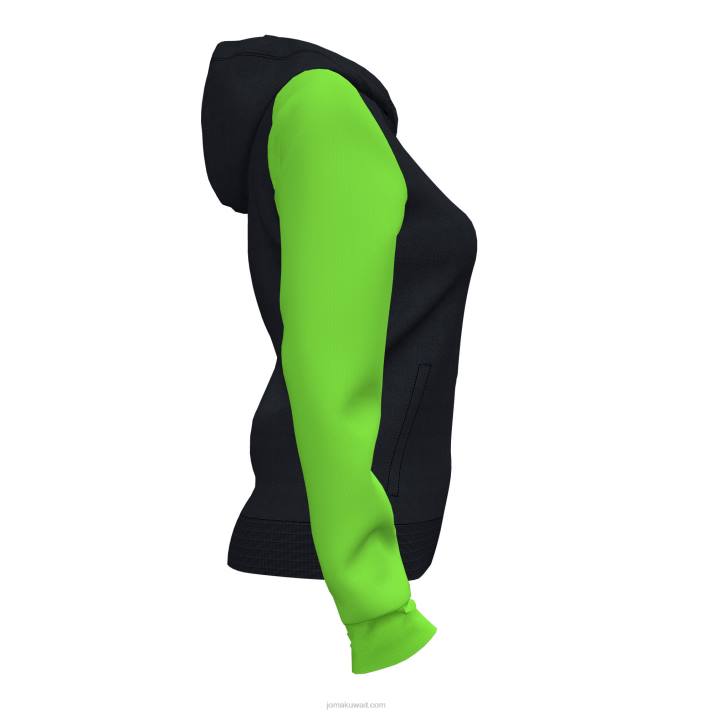 Joma 82P4R2467 أسود أخضر نيون أكاديمية جاكيت مقنع رابعًا نحيف