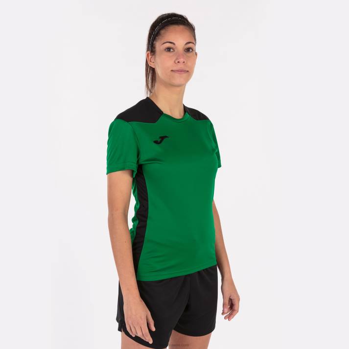 Joma 82P4R2470 أخضر أسود بطولة قميص قصير الأكمام سادسا نحيف