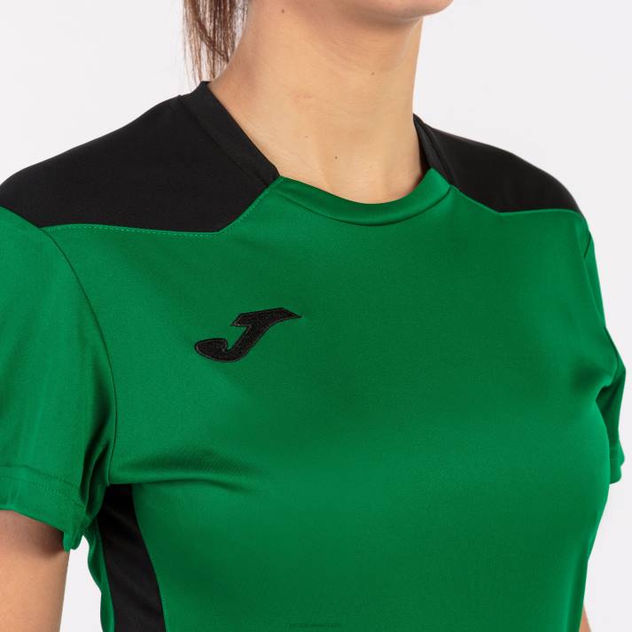 Joma 82P4R2470 أخضر أسود بطولة قميص قصير الأكمام سادسا نحيف