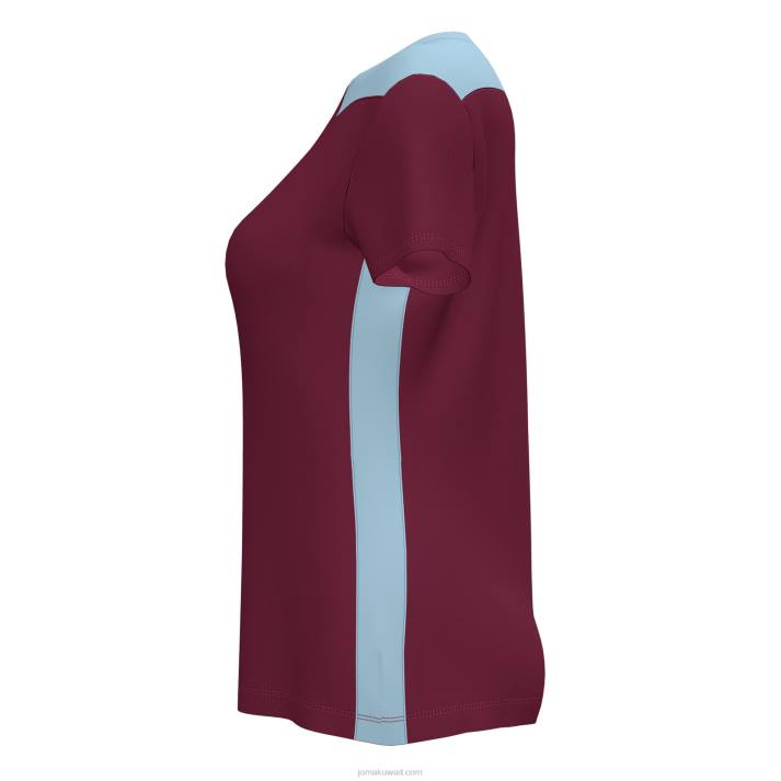 Joma 82P4R2471 بورجوندي السماء الزرقاء بطولة قميص قصير الأكمام سادسا نحيف