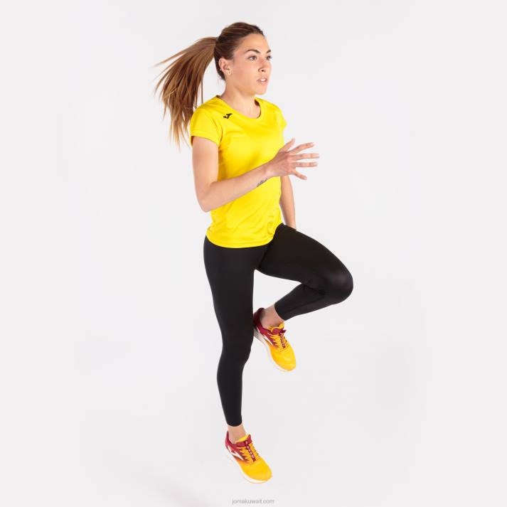 Joma 82P4R2484 أصفر قميص قصير الأكمام سجل الثاني نحيف