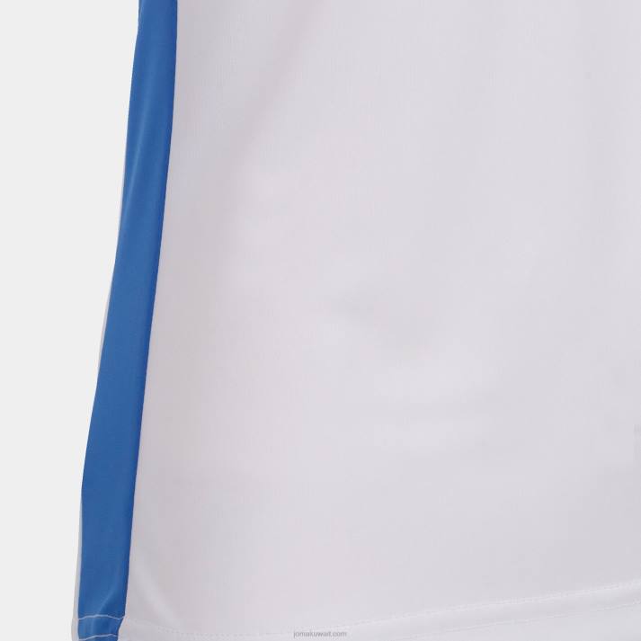 Joma 82P4R2488 أبيض أزرق ملكي قميص قصير الأكمام سجل الثاني نحيف