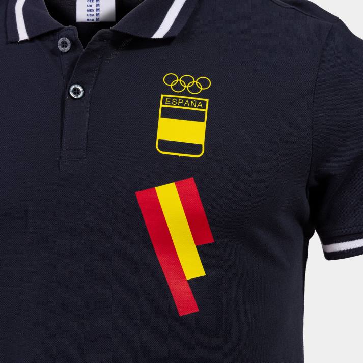 Joma 82P4R249 الأزرق الداكن الأبيض قميص بولو قصير الأكمام اللجنة الأولمبية الترفيهية الإسبانية
