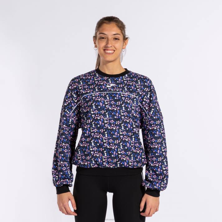 Joma 82P4R2547 أسود وردي أزرق قميص من النوع الثقيل دافني نحيف