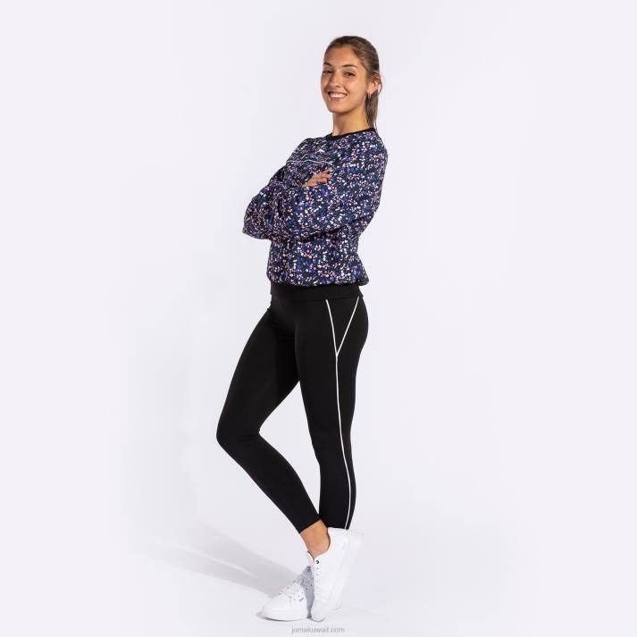 Joma 82P4R2547 أسود وردي أزرق قميص من النوع الثقيل دافني نحيف