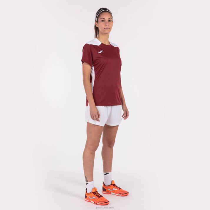 Joma 82P4R2575 بورجوندي أبيض بطولة قميص قصير الأكمام سادسا نحيف