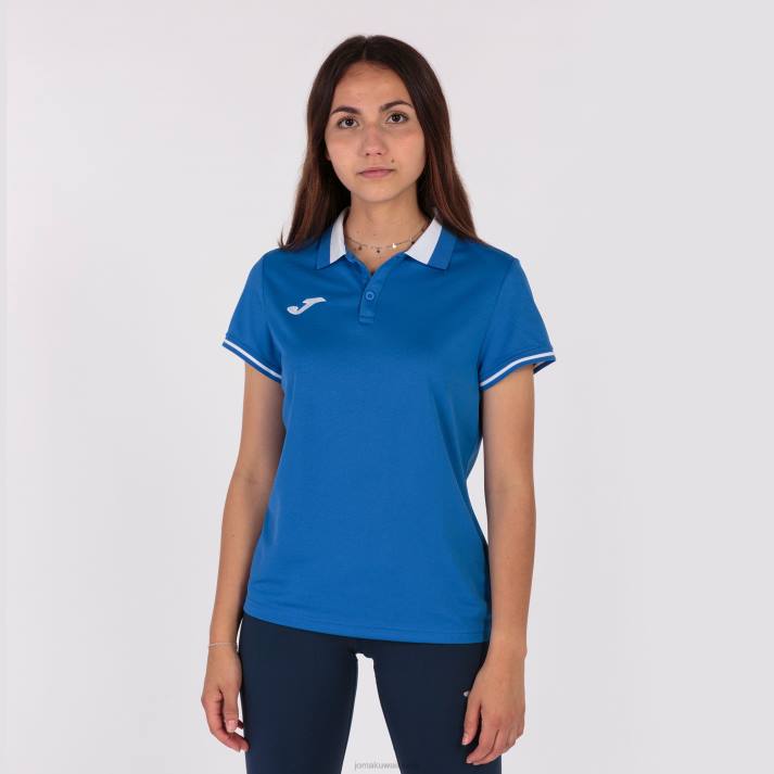 Joma 82P4R2577 أزرق ملكي أبيض بطولة قميص بولو قصير الاكمام vi نحيف