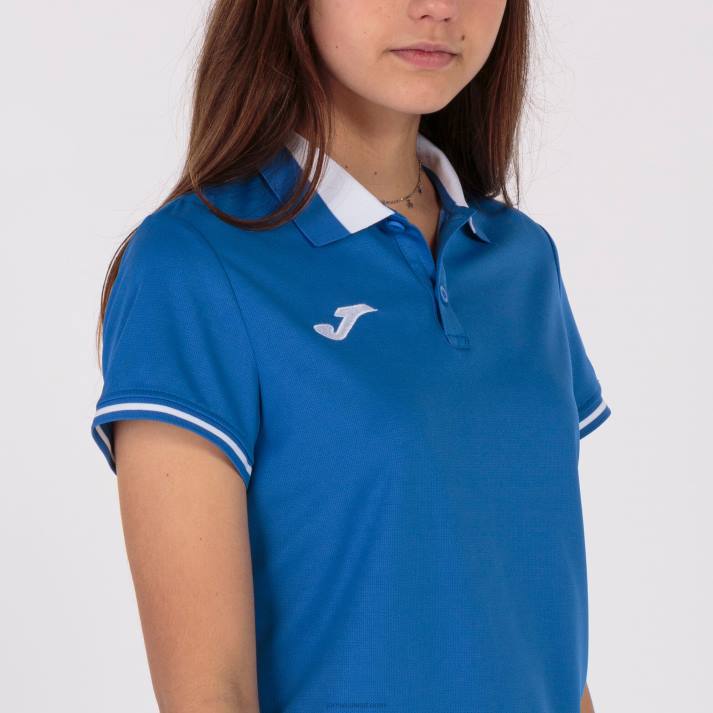 Joma 82P4R2577 أزرق ملكي أبيض بطولة قميص بولو قصير الاكمام vi نحيف