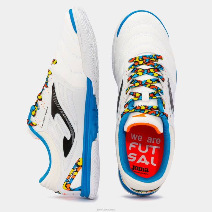 Joma 82P4R2588 ابيض ازرق حذاء كرة الصالات كانشا ​​22 داخلي