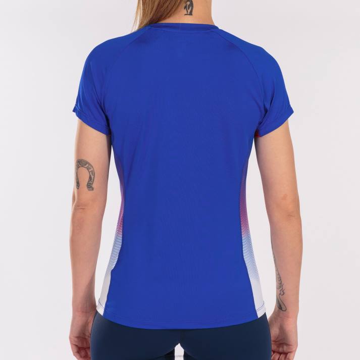 Joma 82P4R2599 أزرق ملكي أبيض أحمر قميص قصير الأكمام النخبة السابع نحيف