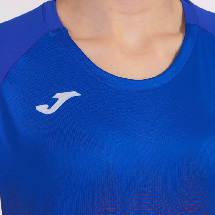 Joma 82P4R2599 أزرق ملكي أبيض أحمر قميص قصير الأكمام النخبة السابع نحيف