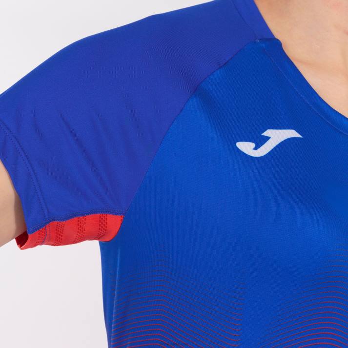 Joma 82P4R2599 أزرق ملكي أبيض أحمر قميص قصير الأكمام النخبة السابع نحيف