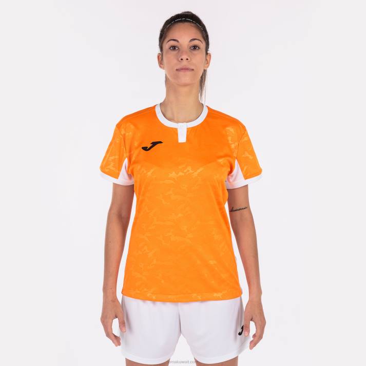 Joma 82P4R2600 برتقالي أبيض قميص قصير الأكمام toletum الثاني نحيف