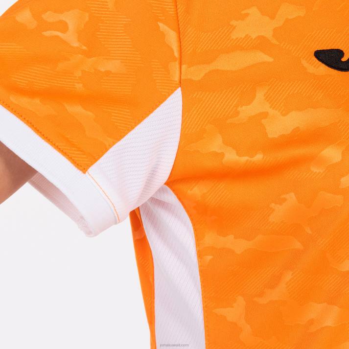 Joma 82P4R2600 برتقالي أبيض قميص قصير الأكمام toletum الثاني نحيف