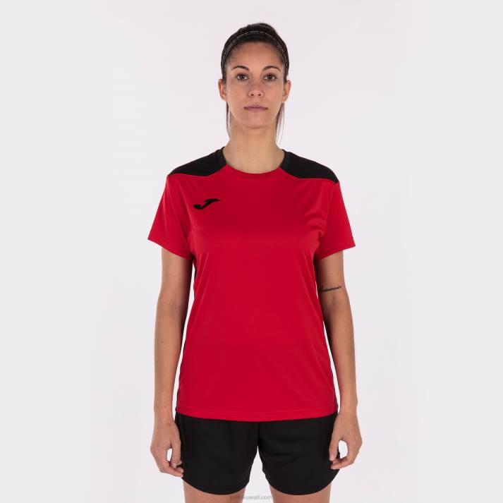 Joma 82P4R2626 أحمر أسود بطولة قميص قصير الأكمام سادسا نحيف