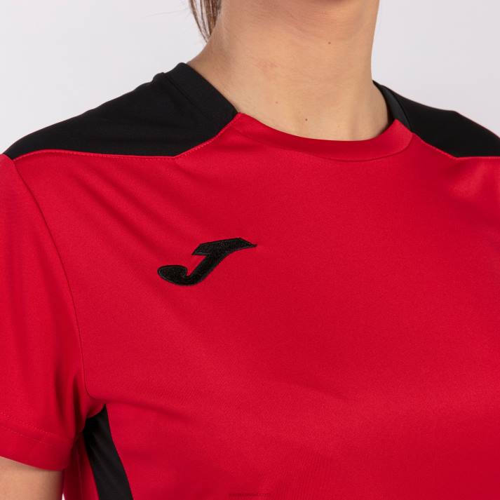 Joma 82P4R2626 أحمر أسود بطولة قميص قصير الأكمام سادسا نحيف