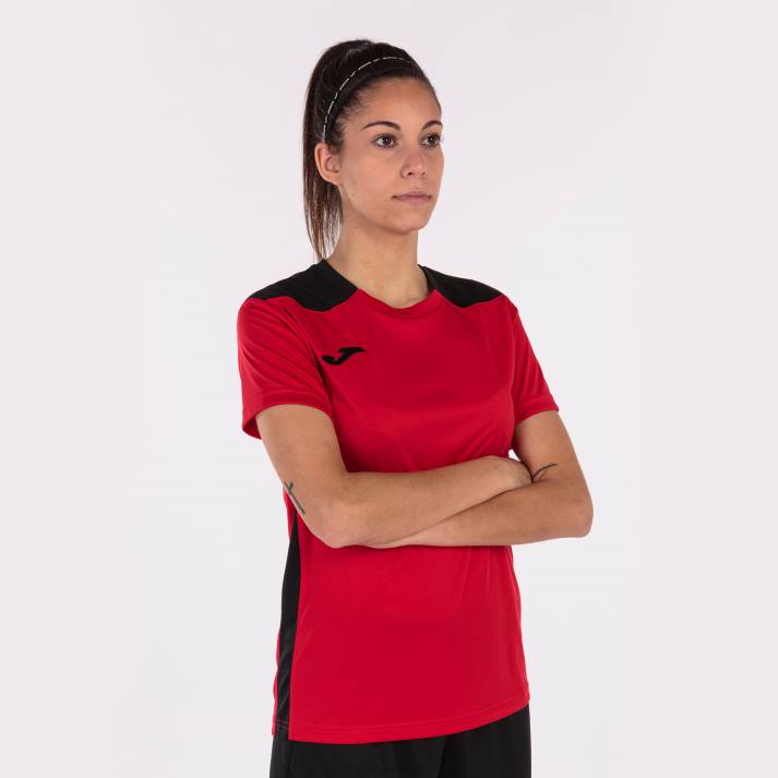 Joma 82P4R2626 أحمر أسود بطولة قميص قصير الأكمام سادسا نحيف