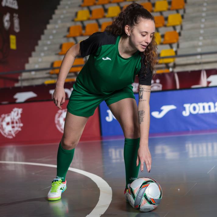 Joma 82P4R2652 أخضر أسود قميص بأكمام قصيرة أكاديمية رابعا نحيف