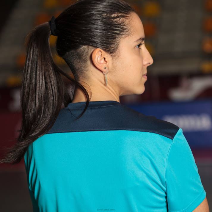 Joma 82P4R2659 الفلورسنت الفيروز الأزرق الداكن بطولة قميص قصير الأكمام سادسا نحيف